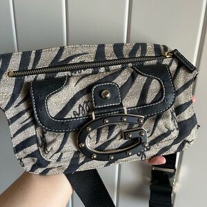 Vintage Guess Monogrammed Canvas Adjustable Belt Bag